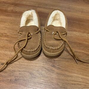 Cozy Tan Kids Moccasin Shoes